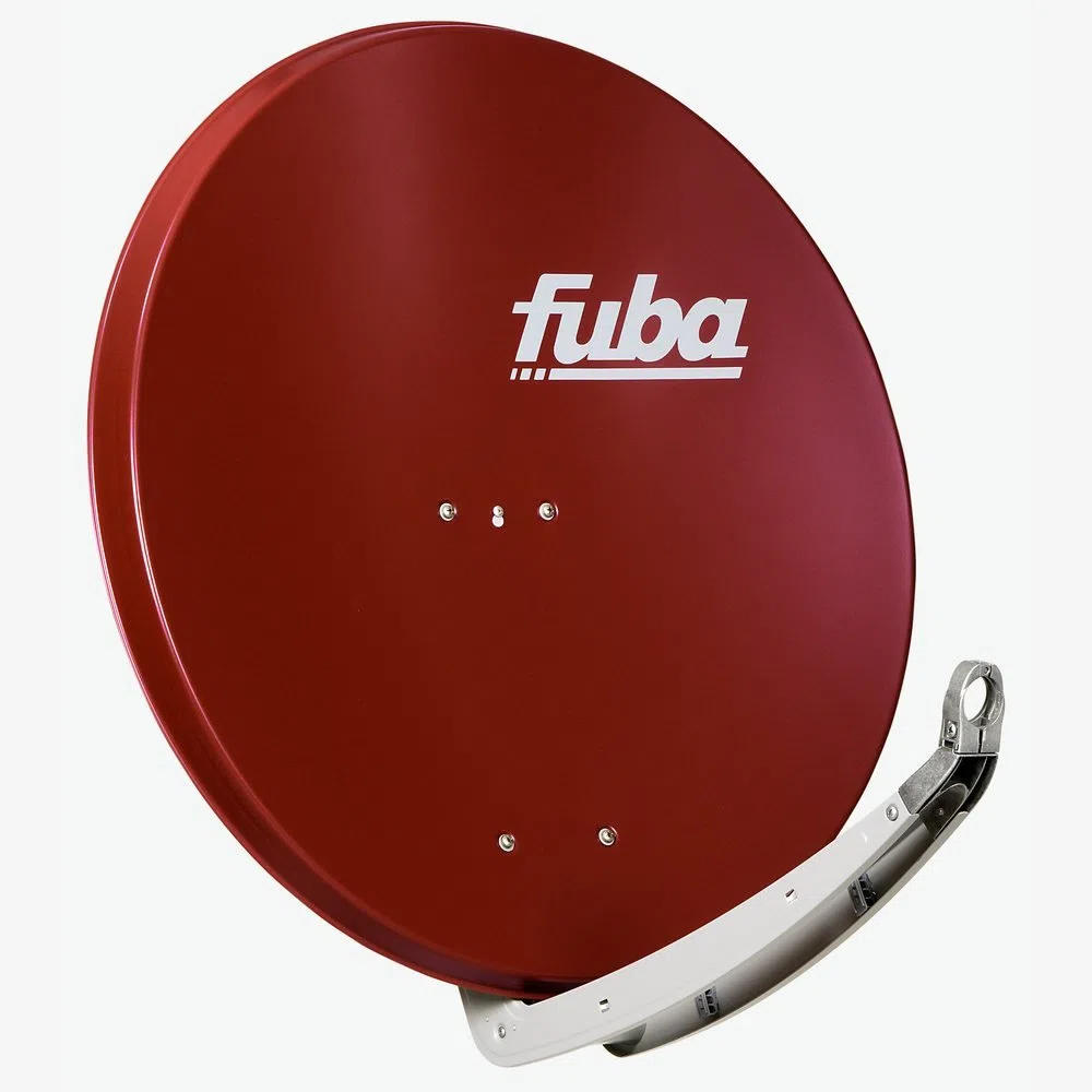 FVLFIL Fuba Satelliten-Komplettanlage DAA 850 R Satellitenschüssel Rot 85x85cm Quad LNB 8X F-Stecker SAT bis 4 Teilnehmer