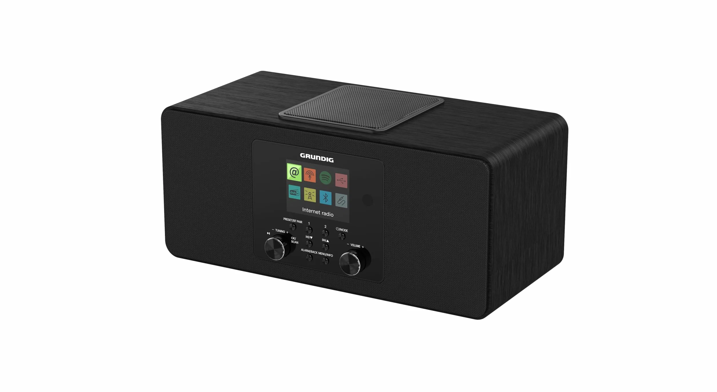 Grundig DTR 6100 2.1 DAB+ Web B All-In-One Internet- und Digitalradio, FM, 2.1 Radio mit Subwoofer, 28 W RMS, USB, Spotify Connect, Alarmfunktion, Einschlafautomatik, Farbdisplay, Schwarz