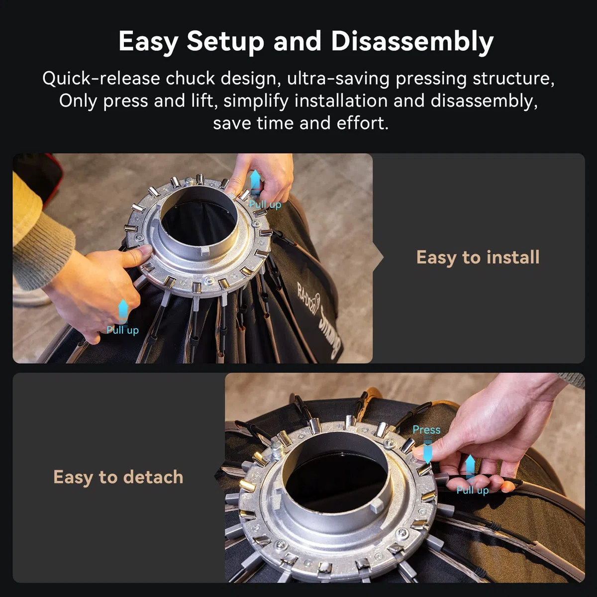 SMALLRIG Parabolic Softbox, Softbox Quick Release 47,2 Zoll / 120 cm, kompatibel mit SmallRig RC 350D / RC 350B / RC 450D und Anderen Bowens Mount Light - 4140