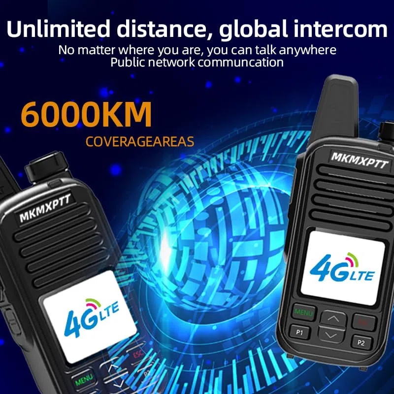 Global Lifetime Free Walkie Talkies MKMXPTT Globales 2G/4G Xin-POC Funkgerät, unbegrenzte Reichweite, Bluetooth, WLAN, SIM-Karte, 8000 km, für Polizei & Flotten, tragbares Verwaltungsplattform-Modul