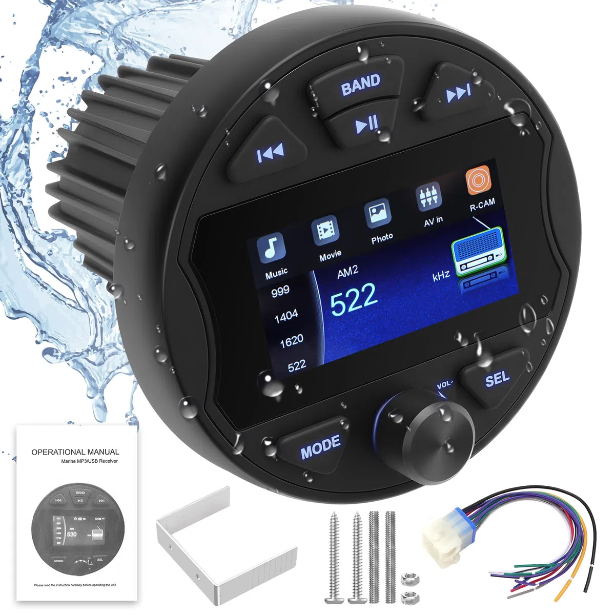 Marine Stereo Radio Wasserdicht Bootsradio Dab+ BT5.0 Digital Multimedia MP5 Player Audiogeräte für Boote Boats Yachten BZRs Golfwagen