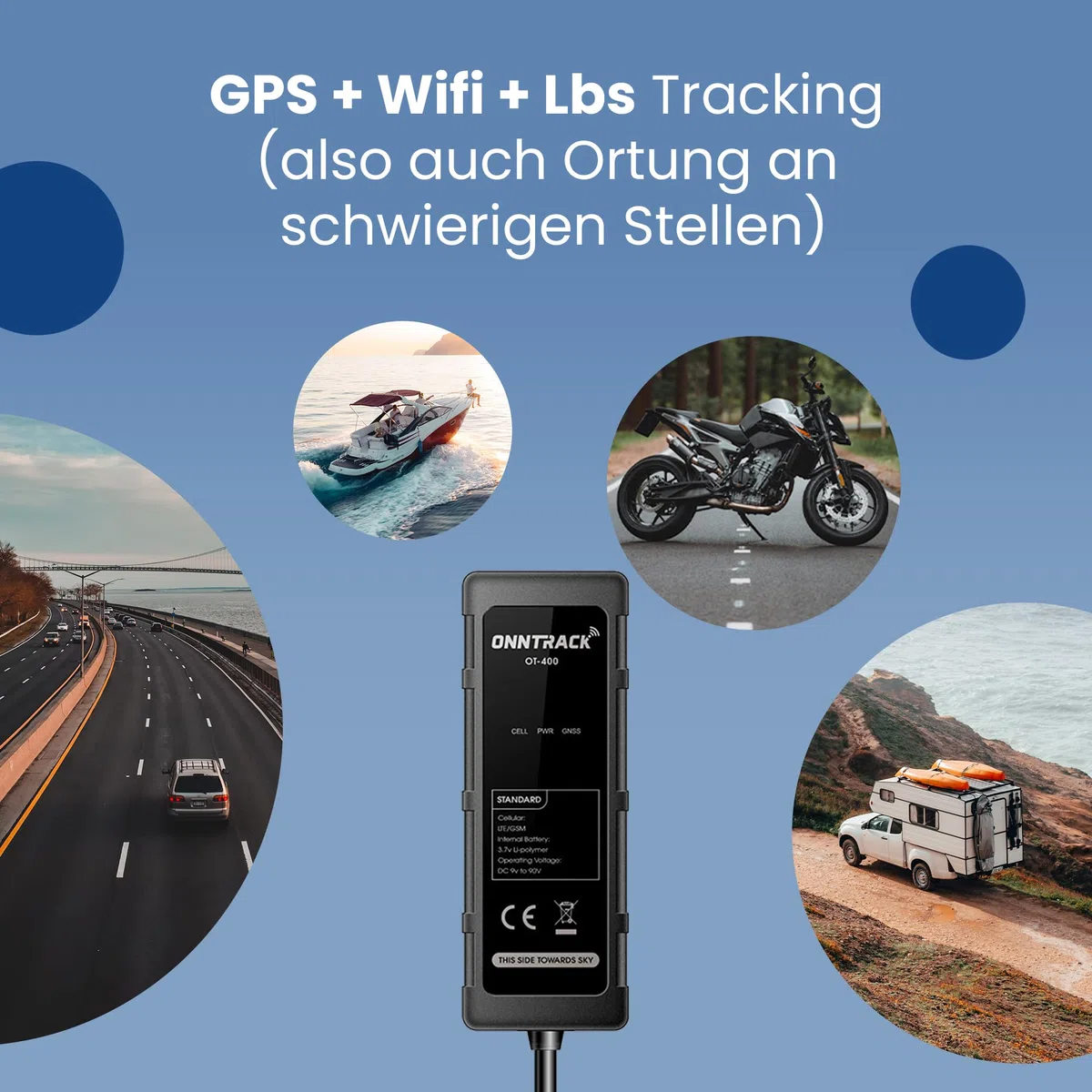400 GPS Tracker Auto – Eingebauter Peilsender mit Echtzeit GPS Live Tracking, Lebenslang kostenlos, Ohne SIM-Karte & ABO, Manipulationsalarm, 4G LTE, App-Steuerung