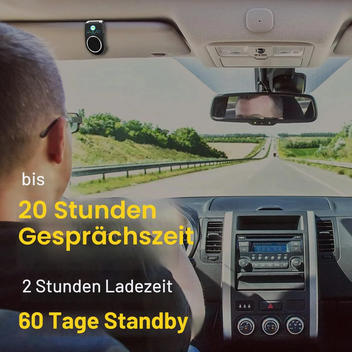 Bluetooth KFZ Freisprecheinrichtung, Bluetooth 5.0 In Car Speakerphone Handsfree Car Kit mit Geräuschunterdrückendes mikrofon und Stereo-Sound für GPS, Musik, Telefongespräche Unterstützt 2 Telefone