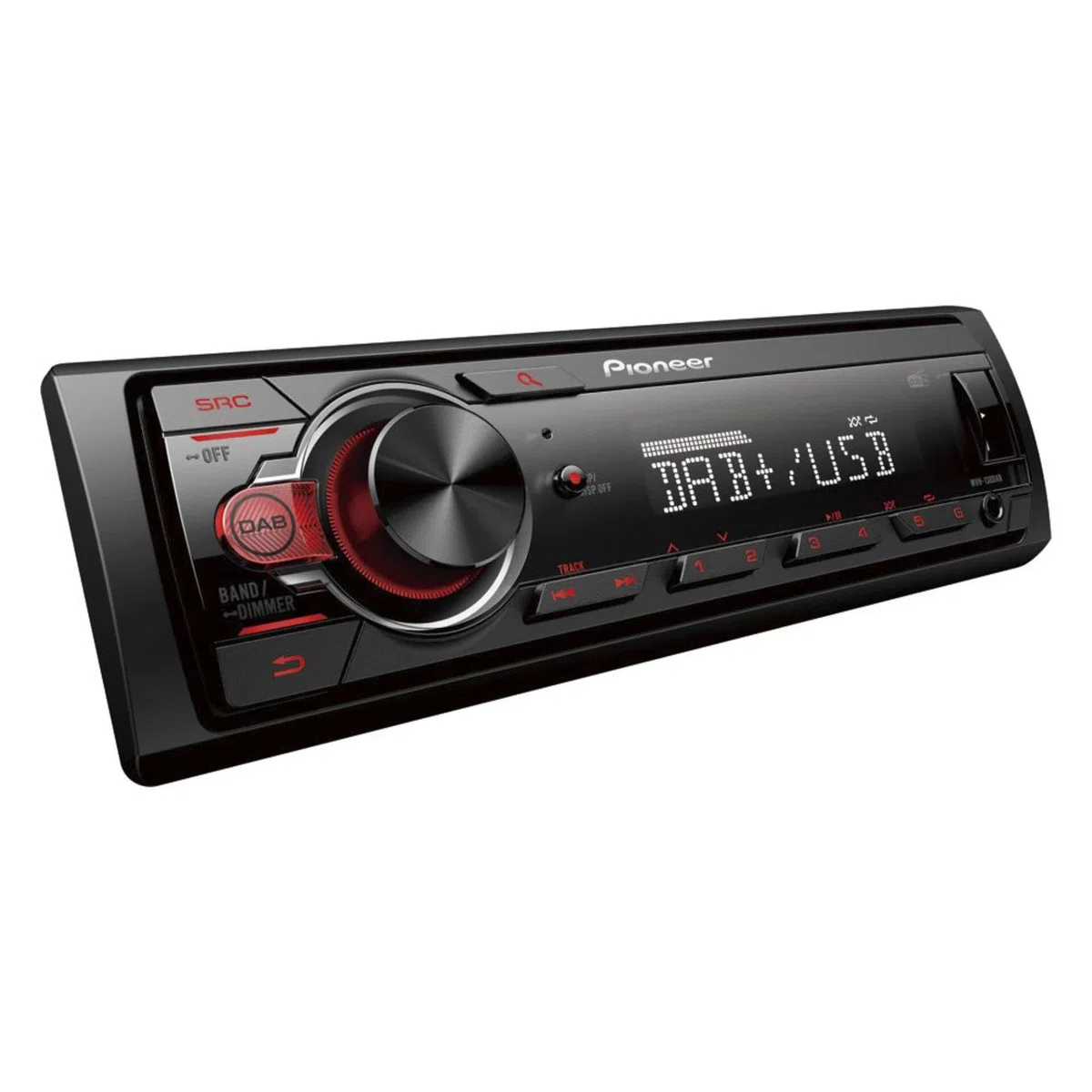Pioneer MVH-130DAB-AN, 1-DIN-Autoradio mit RDS und DAB+, USB, AUX-Eingang, geringe Einbautiefe, inklusive DAB-Antenne