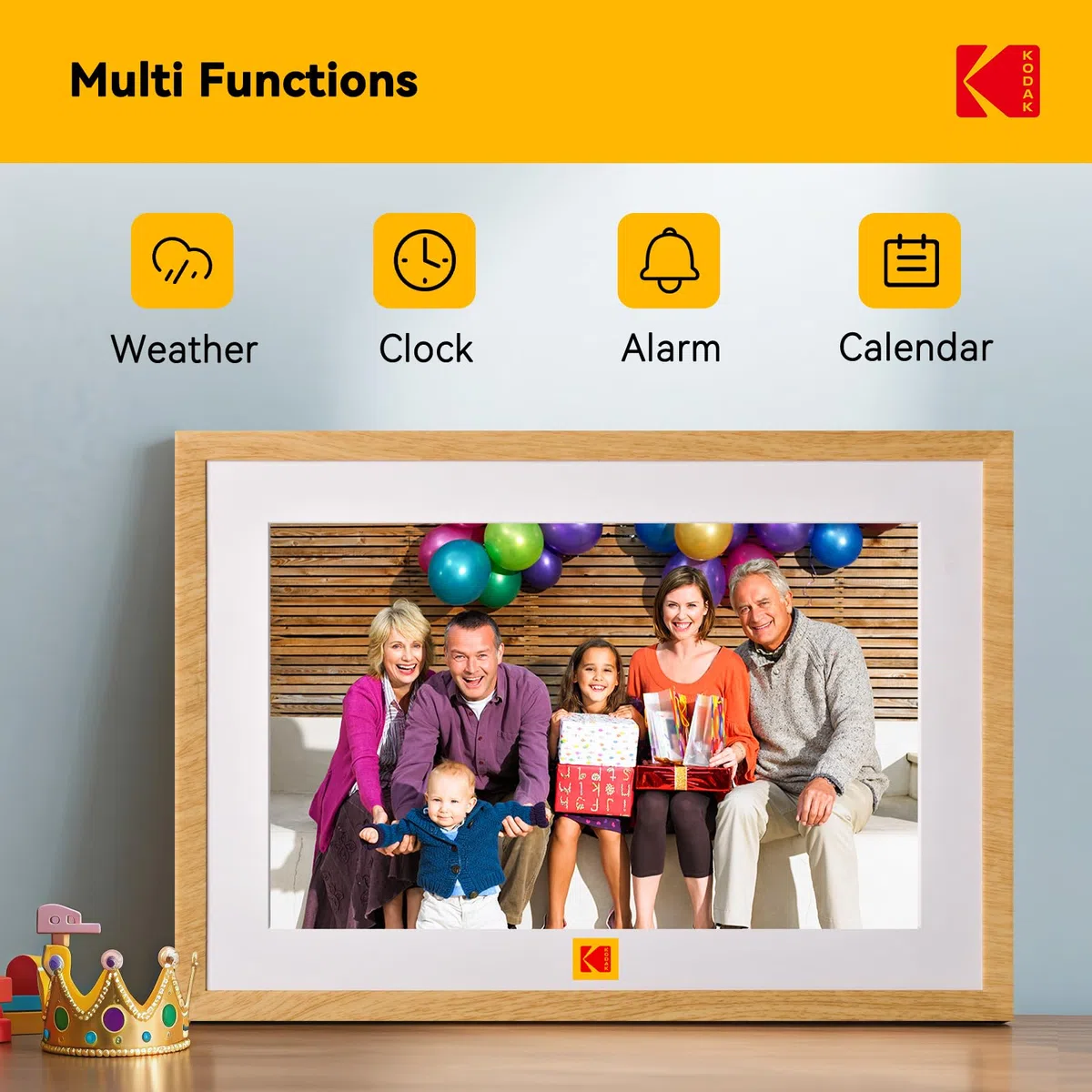 KODAK Digitaler Bilderrahmen 10 Zoll mit 4000mAh Li-Akku, WLAN Digitale Fotorahmen mit 32GB Speicher, IPS HD Touchscreen, Auto-Rotat, Elektronischer Bilderrahmen Teilen Sie Fotos und Videos
