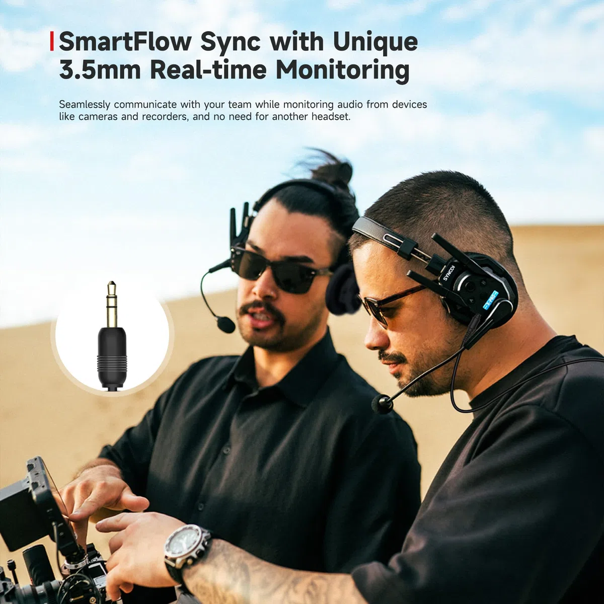 SYNCO Xtalk Xmax1 Intercom-Headset-System beidseitig, Team-Kommunikations-Headset 2,4 GHz, 500 m Reichweite, Geräuschunterdrückung für Live-Shows, Bühnenauftritte & Filmaufnahmen