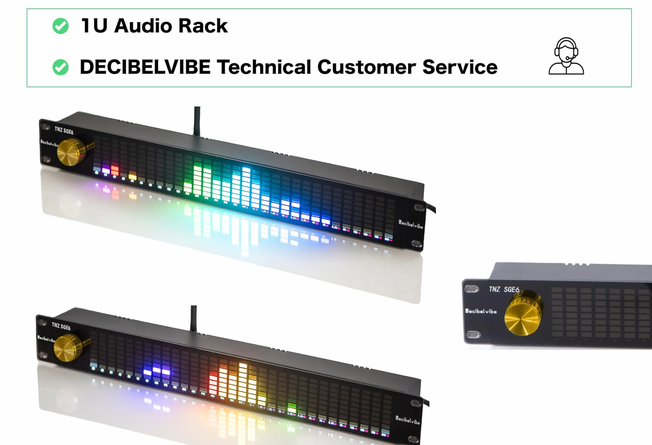 Decibelvibe TNZ SGE6 – Audio-Grafik-Equalizer mit Eingang / Ausgang RCA-Klinke 3,5, kabelloser Eingang über ein integriertes Mikrofon, USB- und Bluetooth-Eingang, Audio-Vorverstärker für