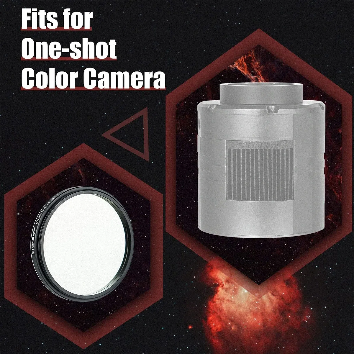 SVBONY SV220 Teleskopfilter, 5,1 cm Dualband-Nebelfilter, H-Alpha und O-III Schmalbandfilter für One-Shot-Farbkameras, Lichtverschmutzungsfilter für Astrofotografie