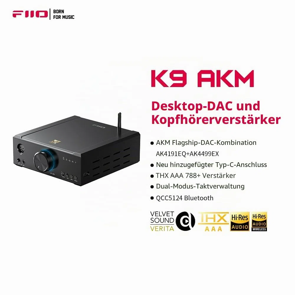 FiiO K9 AKM Desktop-DAC- und Kopfhörerverstärker, AK4191EQ + AK4499EX, THX AAA 788+, Bluetooth 5.1 LDAC, 768 kHz/32 Bit DSD512, 4,4/6,35 mm Ausgang für PC/HomeAudio