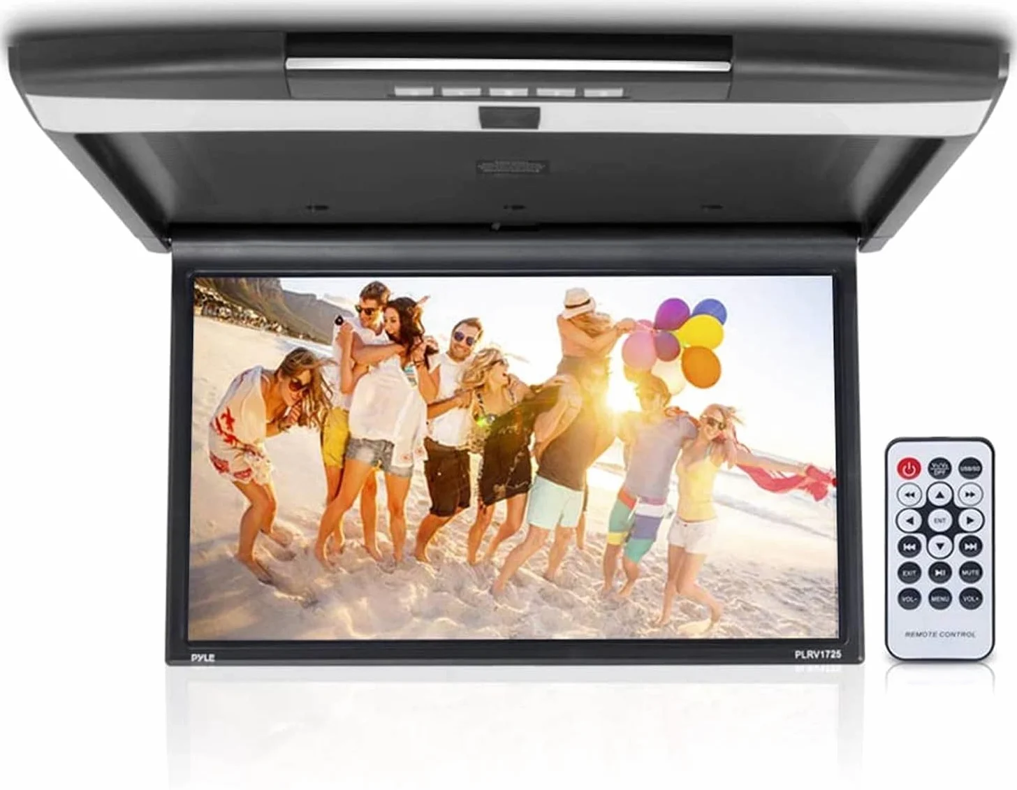 Pyle 17,3 Zoll Auto Monitor 1080P – Dachmonitor 43,9 cm mit HDMI, USB & Micro SD, IR & FM Transmitter, Full HD Fahrzeug Bildschirm