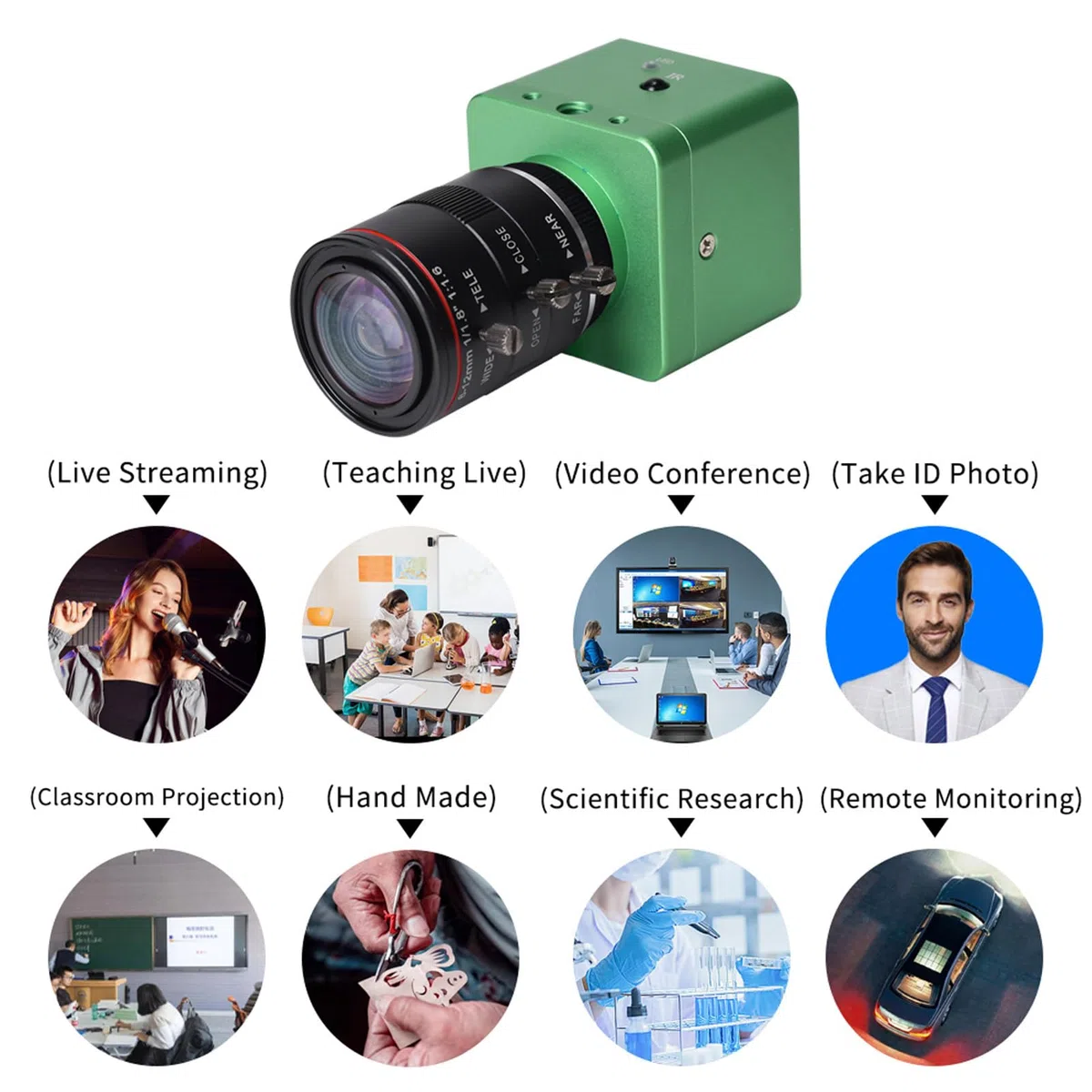 41 MP HDMI-Kamera, 4K 30 FPS Digitale Sicherheitskamera, Digitale Industrie-C-Mount-Kamera mit 6-12 Mm Verzerrungsfreiem Manuellen Objektiv, USB-Industriekamera für (EU-Stecker)