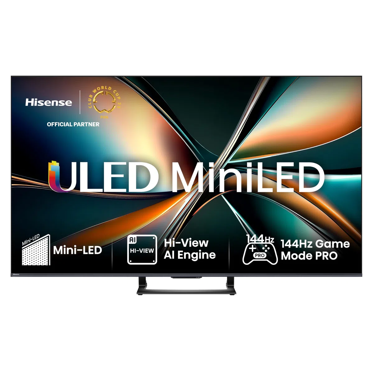 Hisense 55U7Q Fernseher 55 Zoll, 4K Mini LED ULED, Smart TV, Hi-View AI Engine, 144Hz Game Mode Pro, FreeSync Premium, Built in Subwoofer, Dolby Vision IQ Atmos, Airplay, Sprachsteuerung[2025]