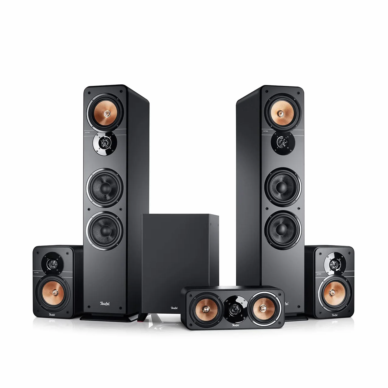 Teufel Ultima 40 Surround 5.1-Set - Heimkino Lautsprecher 5.1 Soundanlage Kino Raumklang Surround Subwoofer Movie High-End HiFi Speaker - schwarz