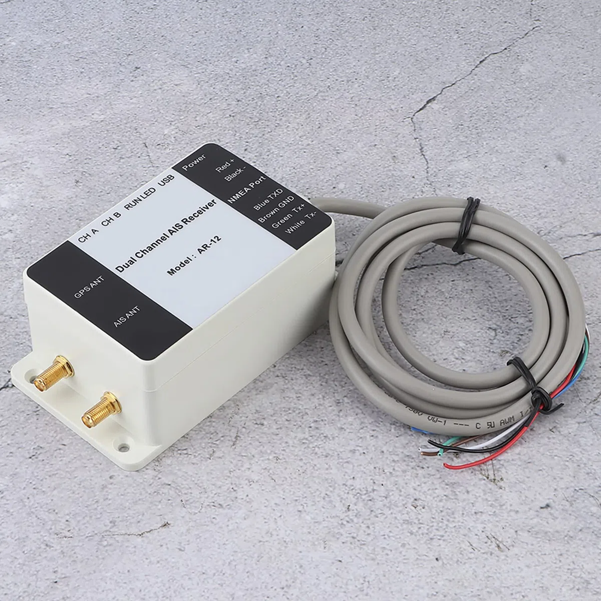 AR12 Zweikanal-AIS-Empfänger, GPS, USB, Yacht, Dampfschiff, NMEA-Port, Navigator, Marine-Elektronik-Empfänger, Premium-ABS-Material, leicht, kompaktes Design, große Reichweite, 28