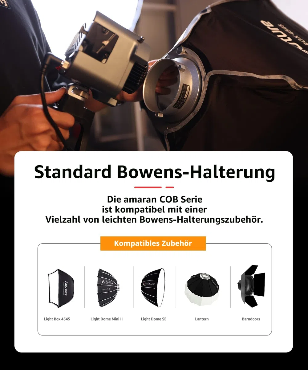 Amaran 60x S - LED Dauerlicht für Fotografen, Studio - Monolight Punktquelle, Zweifarbiges Videolicht 65W 2.700-6.500K, unterstützt Batteriebetrieb, App-Steuerung, Bluetooth 5.0 Mesh, Bowens-Halterung