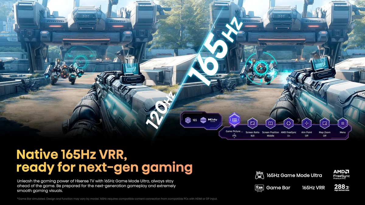 Hisense 65U7Q Pro Fernseher 65 Zoll, 4K Mini LED, Smart TV, Hi-View AI Engine Pro, 165Hz Game Mode Ultra, FreeSync Premium Pro, 2.1.2 ch. Surround Sound, Dolby Vision IQ Atmos, Sprachsteuerung [2025]