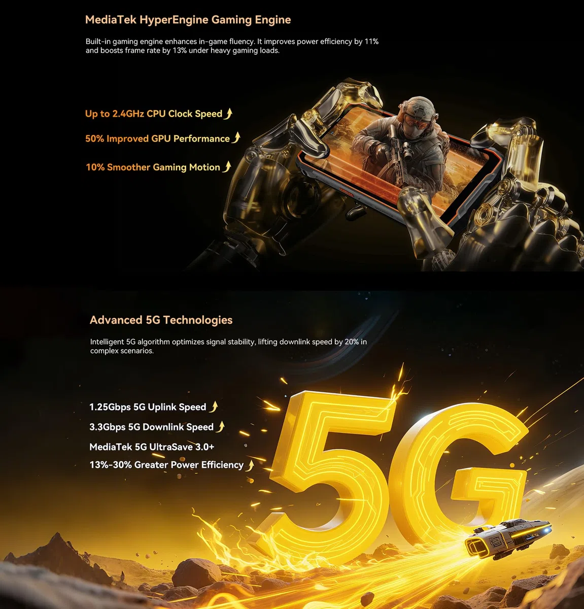 Blackview BL7000 PRO 5G Outdoor Smartphone ohne Vertrag, 32GB+256GB, 50MP AI Kamera, 3 AI-Modelle, 6,78 Zoll 2.4K Display, 7500mAh Akku, IP68 Android 16 Robustes-Handy Dual SIM NFC GPS, Orange