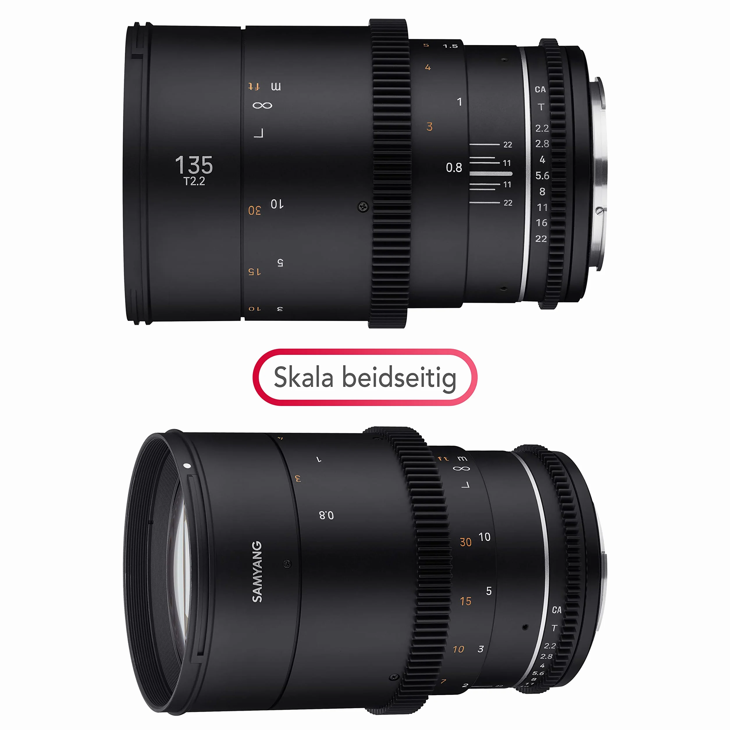 Samyang MF 135mm T2,2 VDSLR MK2 MFT – Video Cine Objektiv Teleobjektiv Festbrennweite für Micro Four Thirds Kameras, manueller Fokus, für Panasonic DC-GH5s DC-GH5 II BGH1 Olympus OM-D E-M1 Mark III