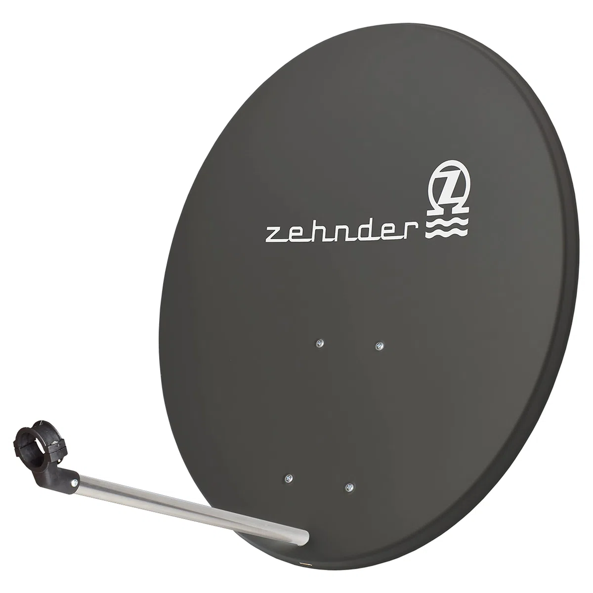 Zehnder 80cm Spiegel Schüssel Stahl + Twin LNB | 2 Teilnehmer SAT Anlage HD Digital Set anthrazit | DVB-S/S2 Full HDTV 3D 4K Ultra HD UHD Empfang