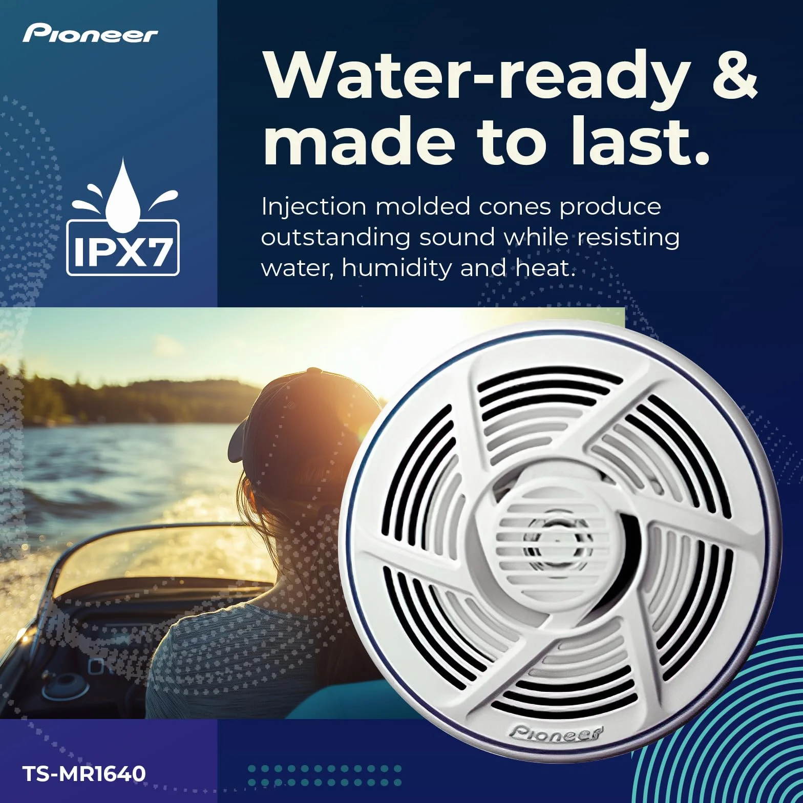 PIONEER TS-MR1640 Marinetauglicher 2-Wege Outdoor Lautsprecher (160 W), 16 cm, Eingangsnennleistung 30 W, Gitter in Weiss