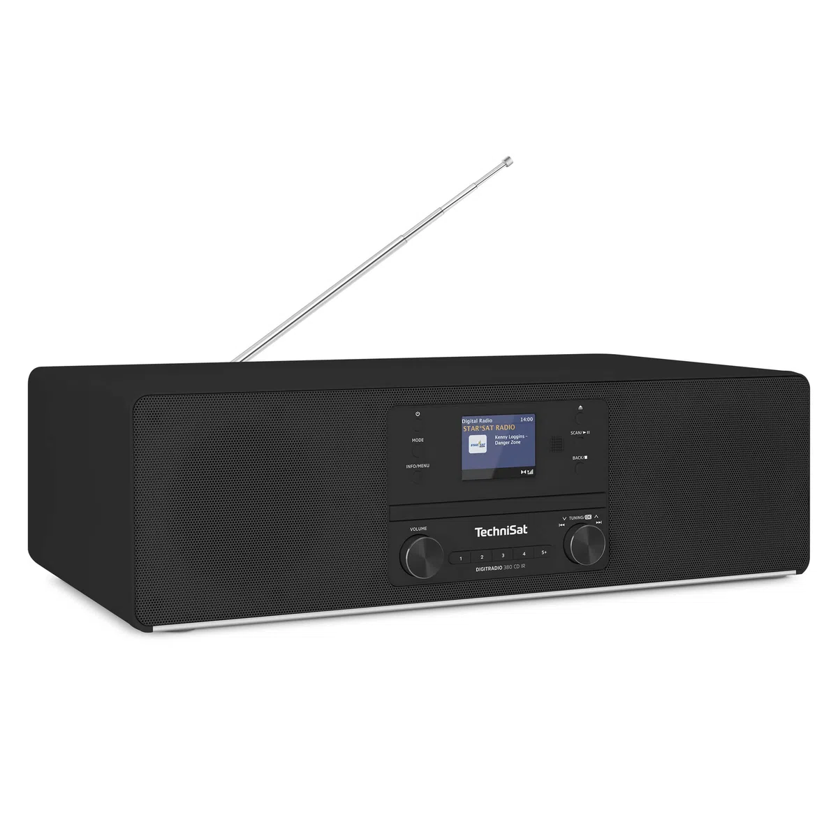 TechniSat DIGITRADIO 380 CD IR - DAB+/UKW/Internet-Stereoradio (CD-Player, Bluetooth, USB, Spotify Free, App-Steuerung, 2 x 20 W, Stereo-Kompaktanlage, Farbdisplay, Wecker, Fernbedienung) schwarz