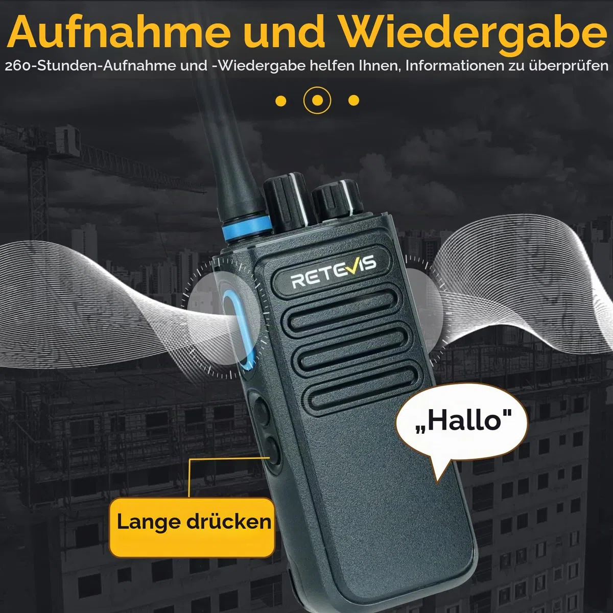Retevis P1 DMR Profi Funkgerät, Digital Walkie Talkie Große Reichweite | Profi Digitalfunkgerät mit Relais & Aufnahme, Kompatibel mit MOTOTRBO AES-Verschlüsselung, für Herstellung, Schwarz, 2 Stück