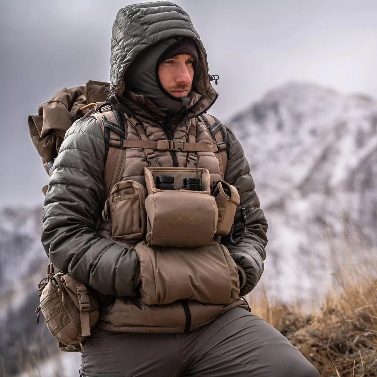 Eberlestock Recon Modular Bino Pack – Fortschrittliches Fernglas-Gurtsystem mit anpassbaren Aufsätzen, Militärgrün, Größe L
