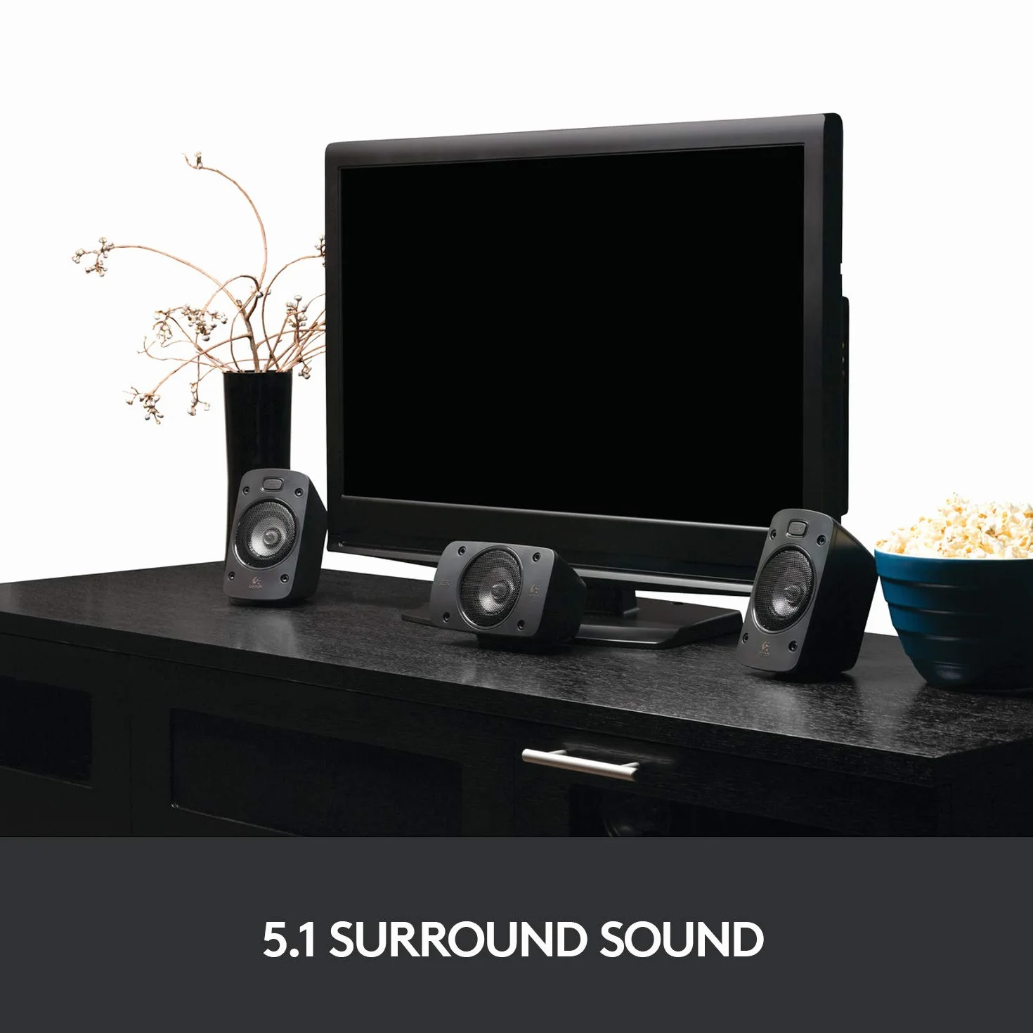 Logitech Z906 5.1 Sound System, Lautsprecher mit 1000 Watt Surround Sound, THX, Mehrere Audio-Eingänge, Fernbedienung, UK Stecker, PC/PS4/Xbox/Stereo-Anlage/TV/Smartphone/Tablet - Schwarz