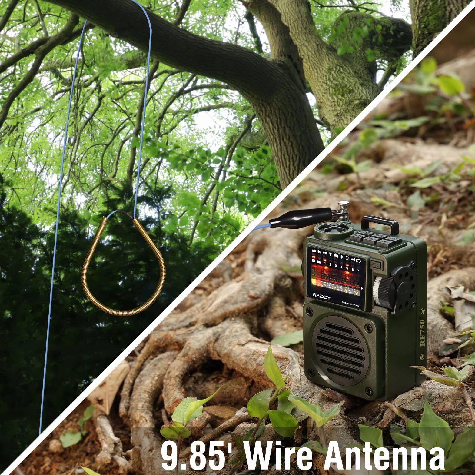 Raddy RF750 Tragbares Kurzwellenradio Kleines AM/UKW/SW-Radio Digitales Retro-Wiederaufladbares Radio, batteriebetrieben mit BT, TF-Karten-Musikplayer, 6 EQ-Modi, Externe Antenne