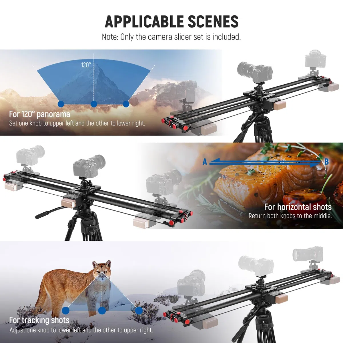 NEEWER 120cm motorisierter Kamera Slider, Drahtlose App Steuerung, Kohlefaser DSLR Dolly Slider mit 4400mAh F750 Akku (Ladegerät Nicht inklusive), unterstützt Video Modus, Zeitraffer Fotografie, ER1