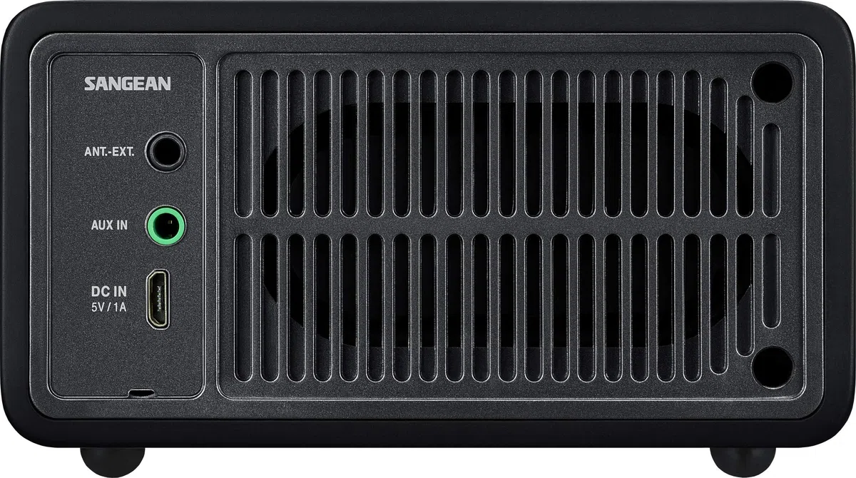 SANGEAN WR-7 – Kompaktes, tragbares Radio mit FM, Bluetooth, integriertem Akku, edlem Echtholz-Gehäuse, Matt-Schwarz