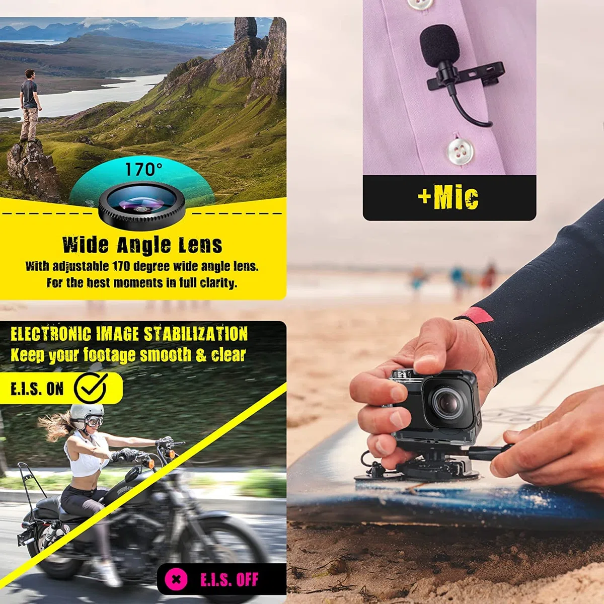 icefox Action Cam 4K Ultra HD 20MP Kamera Unterwasserkamera & SanDisk Extreme SDXC UHS-I Speicherkarte 128 GB
