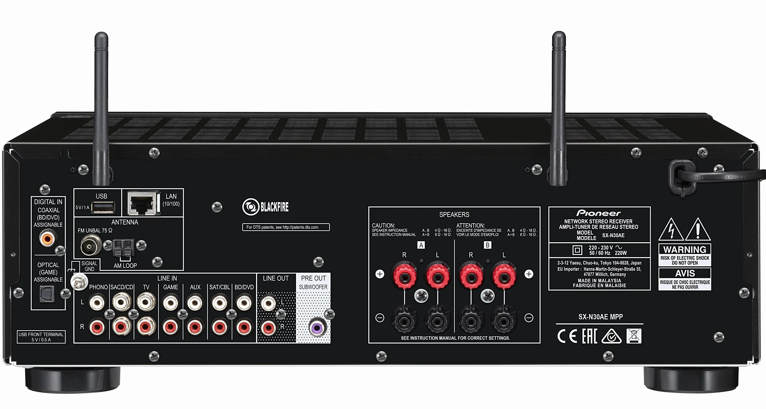 Pioneer SX-N30AE-S Multiroomfähiger Netzwerk Stereo-Receiver mit integriertem WiFi, Chromecast, tuneIN Internet Radio, Kanal, 135W silber