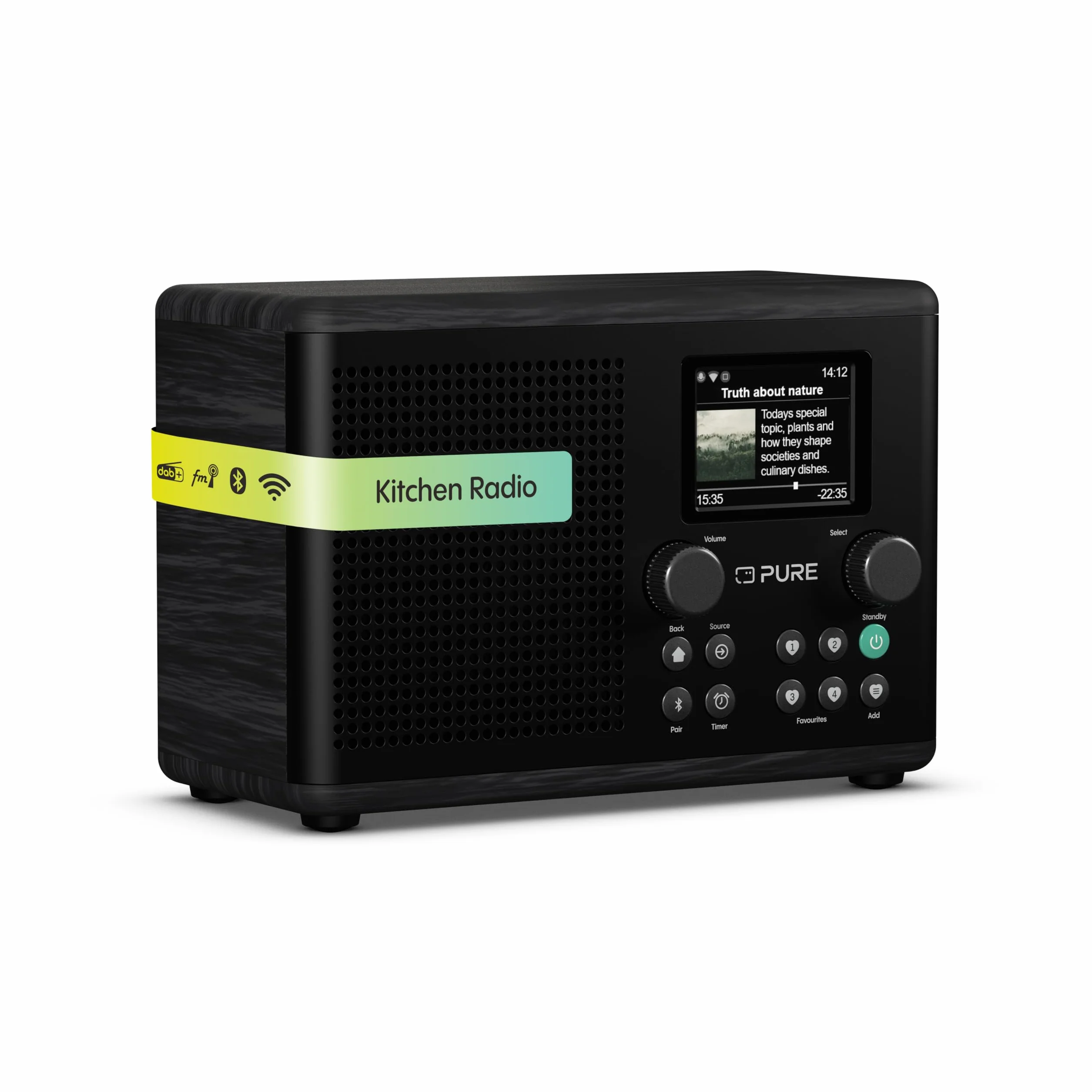 Pure Classic H4i – Internetradio mit WLAN, DAB+ & FM, Bluetooth 5.3, USB – 10W Lautsprecher – 2,4" Farbdisplay – 150 Speicherplätze – Sleep- & Küchentimer – AUX-Eingang – Schwarz