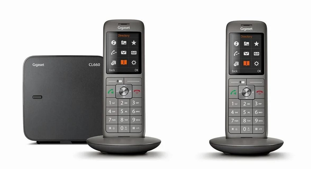 Gigaset Family – 2 schnurlose Telefone mit großem, farbigem Display und hoher Reichweite – anthrazit-grau