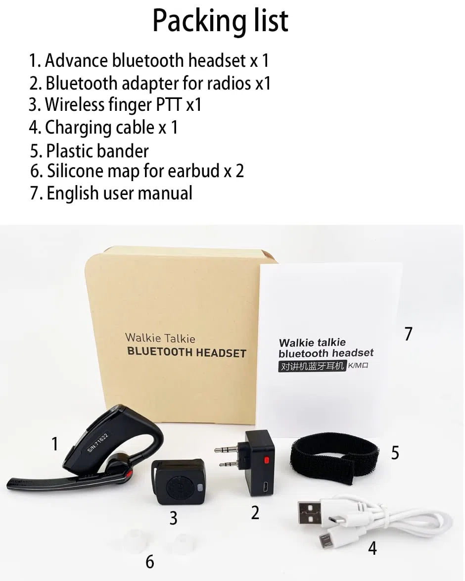 radtel Radio Bluetooth Kopfhörer mit Noise Cancelling Mikrofon, kompatibel RT-470X RT-490 RT-890 RT-470 RT-590 und weiteren 2-poligen K Anschlüssen. (Aktualisierte Version) (Standard)
