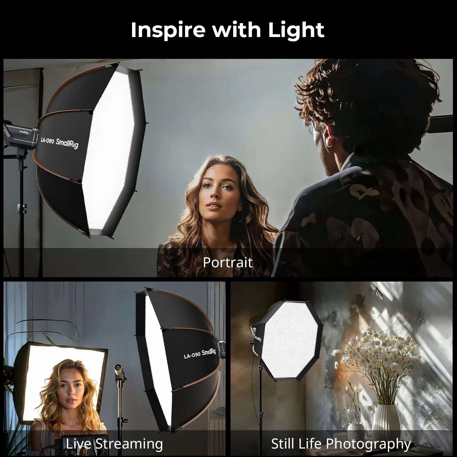 SMALLRIG 35" / 90cm Parabolic Softbox LA-O90, Quick Release Octagon Softbox für Bowens Mount COB Lights für SMALLRIG für Neewer für Aputure für Godox - 4633