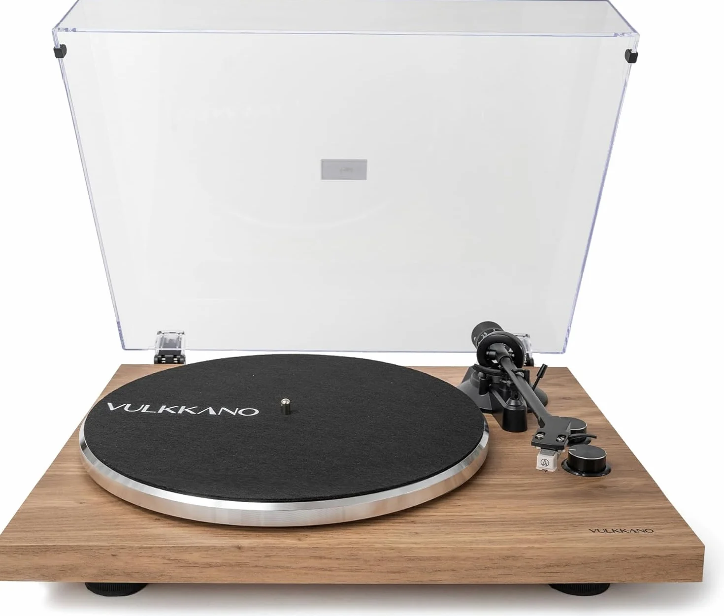 VULKKANO TD10 Plattenspieler mit Präzisions-Tonarm, Integriertem Phono-/Line-Entzerrer und Elegantem Design, Kompatibel mit 33- und 45-U/min-Schallplatten