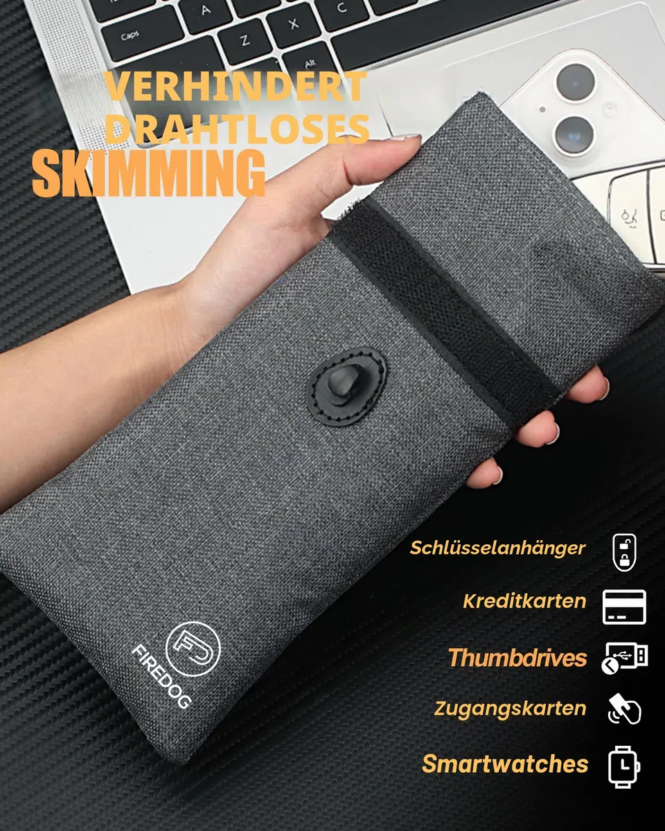 FIREDOG Faraday Tasche für Autoschlüssel und Smartphone, Schlüsselsignalblockiertasche, Handy-Schlüsselanhänger mit Signalblockierung