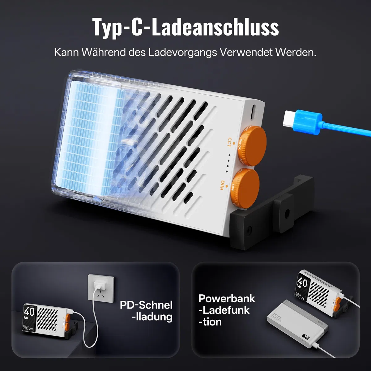 ZHIYUN FIVERAY M40 LED Videoleuchte [Official], 40W Videolicht mit 14000 Lux und 2700-6200K, CRI 96+, 320g Tragbares Video/Foto/Kamera/Streaming Licht für YouTube TikTok, mit 176 LED