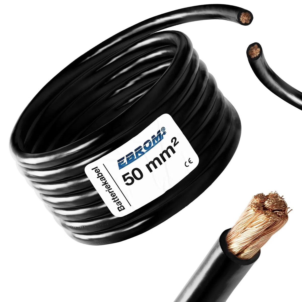 5 Meter Batteriekabel SCHWARZ H07V-K 50 mm² - Batterie Kabel - 99,9% OFC Kupfer - 5 m (5M) 50mm2