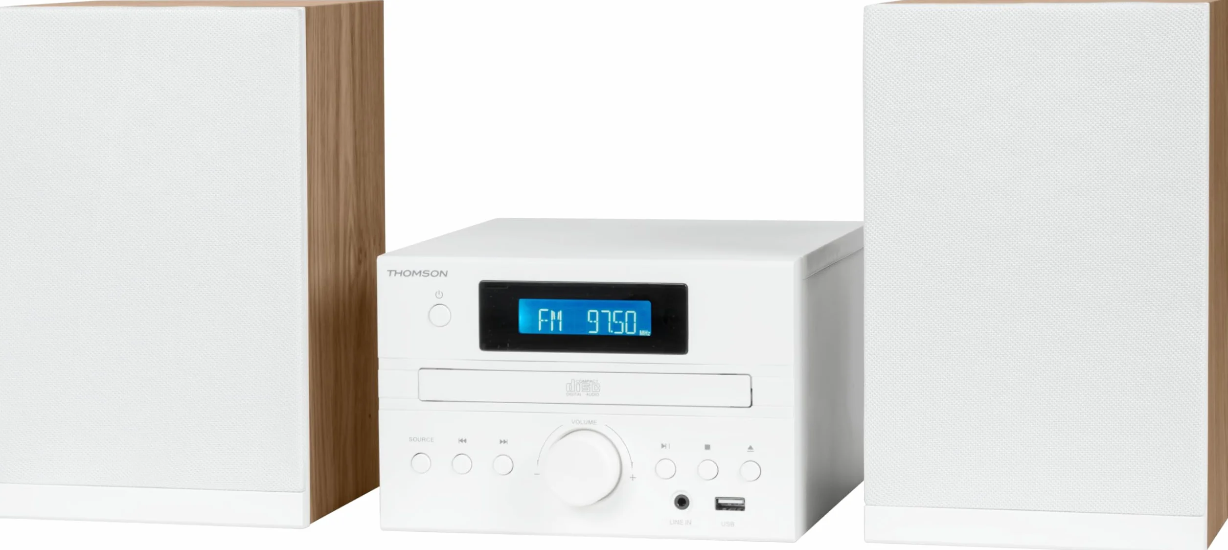 Microsystem - THOMSON - COSY MIC121BT - CD-Player, Bluetooth, UKW-Radio, MP3, USB - Holz und Weiß