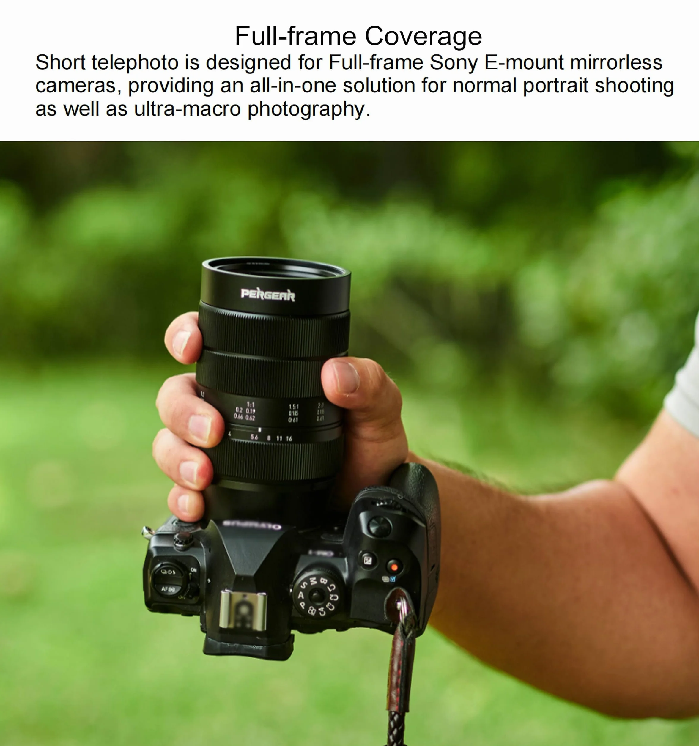 PERGEAR 60mm F2.8 II Vollformat-Makro Objektiv mit 2-facher Vergrößerung für Sony E-Mount, Manueller Fokus und Große Blende, Kompatibel mit spiegellosen Sony E-Mount-Kameras Alpha a7 a7II a7III a7R
