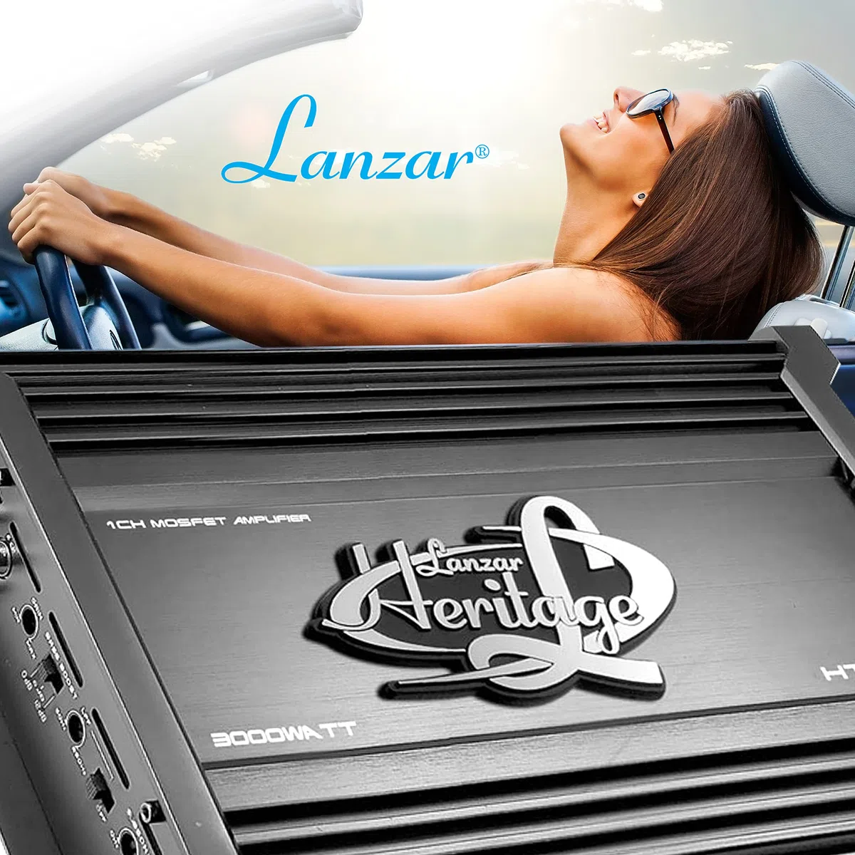 LANZAR 3000 Watt 2 Ohm Stabiler Monoblock-Mosfet-Verstärker Hochleistungs-Auto-Audio-Verstärker mit elektronischem Crossover-Netzwerk, Bass-Boost-Schaltung, Tiefpass-Filtersteuerung und