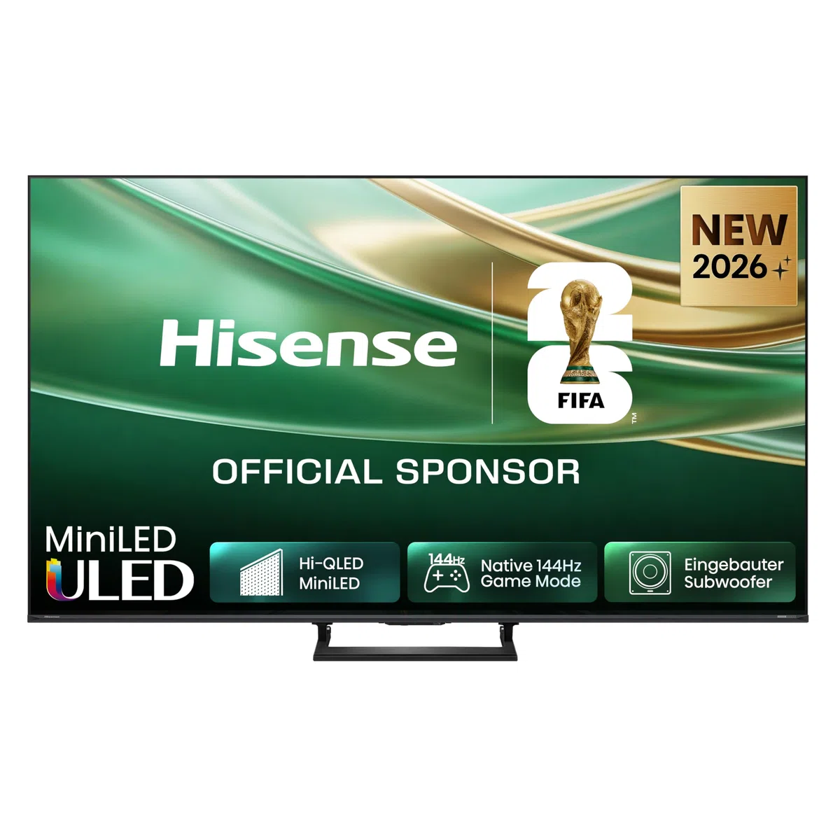 Hisense 55E8DS Fernseher 55 Zoll, 4K UHD, Hi-QLED Mini LED, Smart TV, 144Hz, Hi-View AI Engine, Dolby Vision.Atmos, Unibody Slim, FreeSync Premium, AI-Lichtsensor, Game Bar, Tuned by Devialet