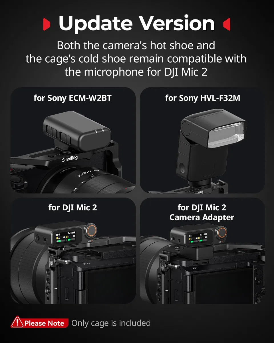 SMALLRIG ZV-E1 Cage-Kit mit Silikongriff und Kabelklemme für HDMI, Komplettes Kamerakäfig-Kit für Sony ZV-E1, Integrierte Schnellwechselplatte für Arca, Blitzschuhhalterungen, für DJI Mic 2 – 4257B