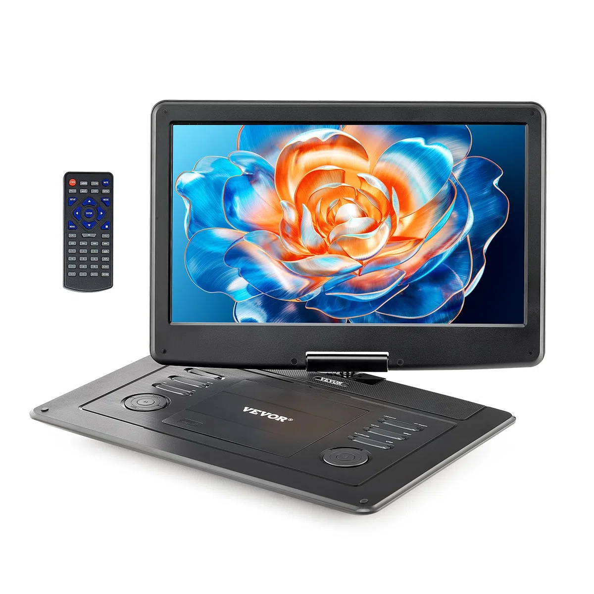 VEVOR tragbarer DVD-Player mit drehbarem HD-Bildschirm (396 mm), eingebauter Akku mit 4,5-5 Std. Laufzeit, 2 Lautsprecher, unterstützt Synchronisierung von TV/USB/SD-Karte/CD/DVD, Autoladegerät