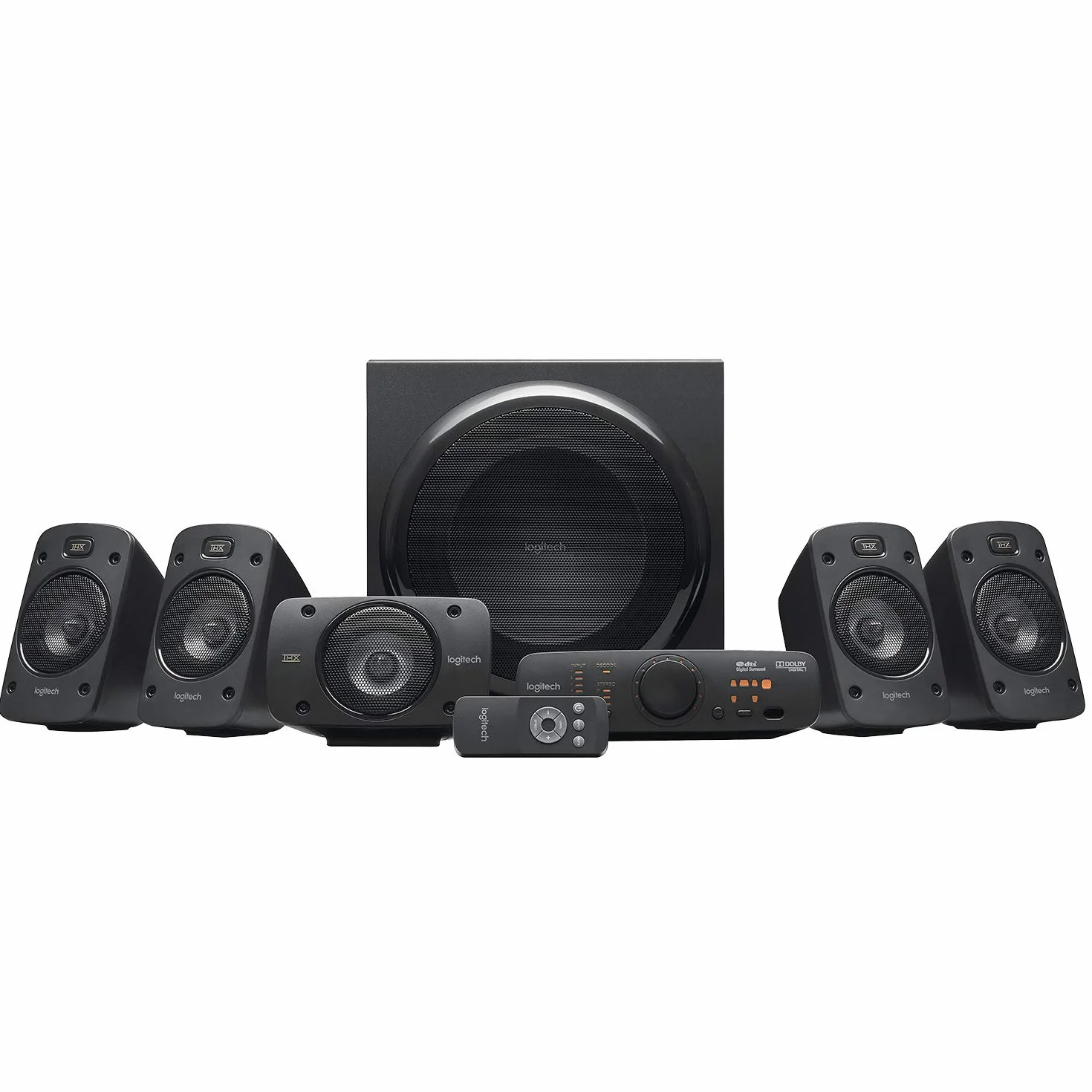 Logitech Z906 5.1 Sound System, Lautsprecher mit 1000 Watt Surround Sound, THX, Mehrere Audio-Eingänge, Fernbedienung, UK Stecker, PC/PS4/Xbox/Stereo-Anlage/TV/Smartphone/Tablet - Schwarz