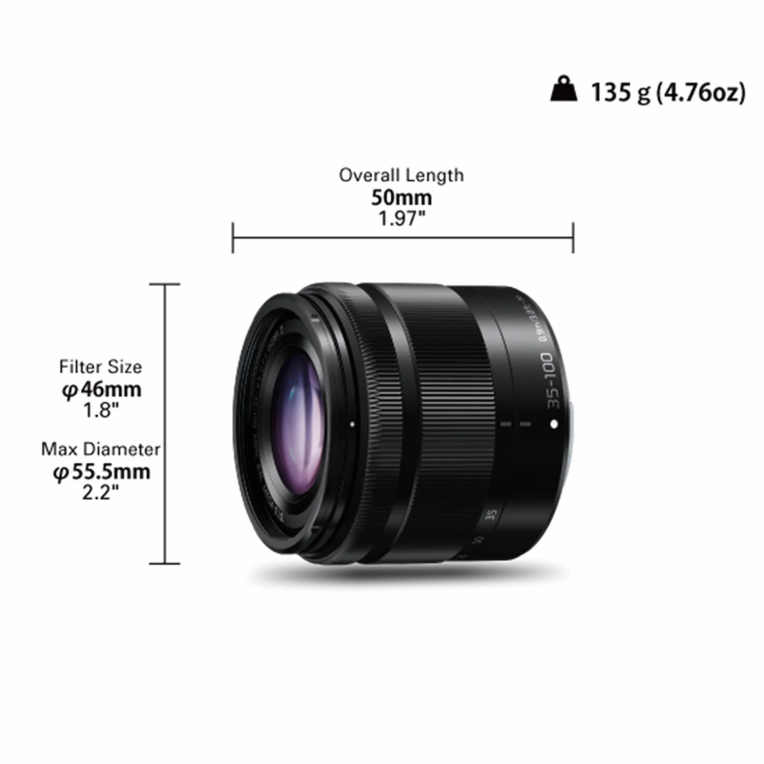 Panasonic H-FS35100E LUMIX G Vario Telezoom 35-100 mm F4.0-5.6 ASPH. Objektiv (70-200 mm KB, O.I.S. Bildstabilisator) schwarz