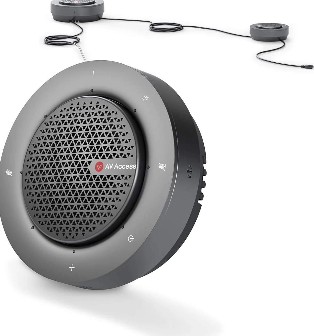 Conference Speakerphone, Daisy Chain bis zu 9 Speakerphones für 50 Person, USB & Bluetooth Speaker mit 4 Mics AI Noise Cancellation 360° Voice Pickup für Zoom,Teams,Conference Call Large Meeting Room